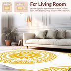 Golden Yellow Sunburst Mandala Pattern Rug