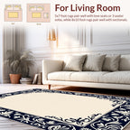 Dark Blue Floral Classic Border Rug
