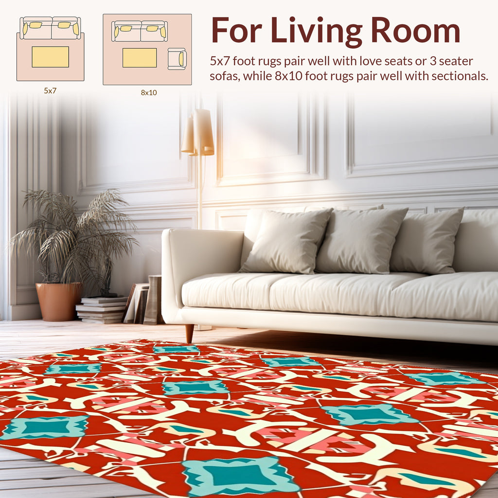Red Geometric Paisley Pattern Rug