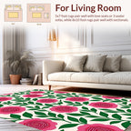 Pink Rose Botanical Pattern Rug