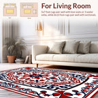 Red Blue Intricate Floral Medallion Rug