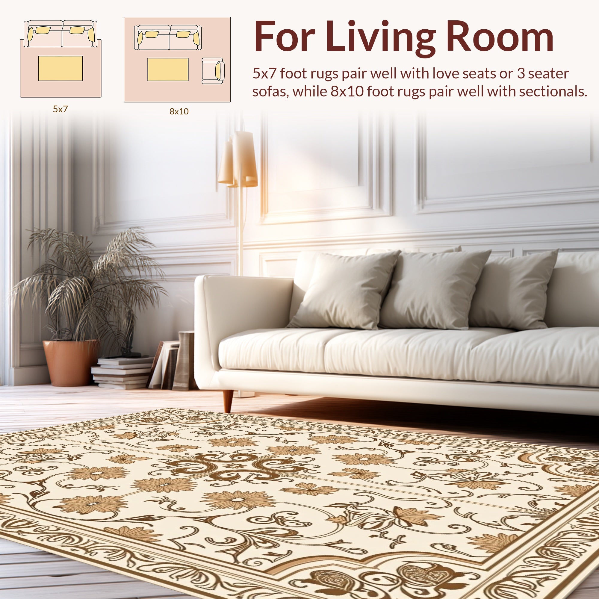 Floral Vine Delicate Classic Design Rug