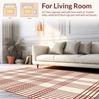 Classic Deep Red Plaid Pattern Rug