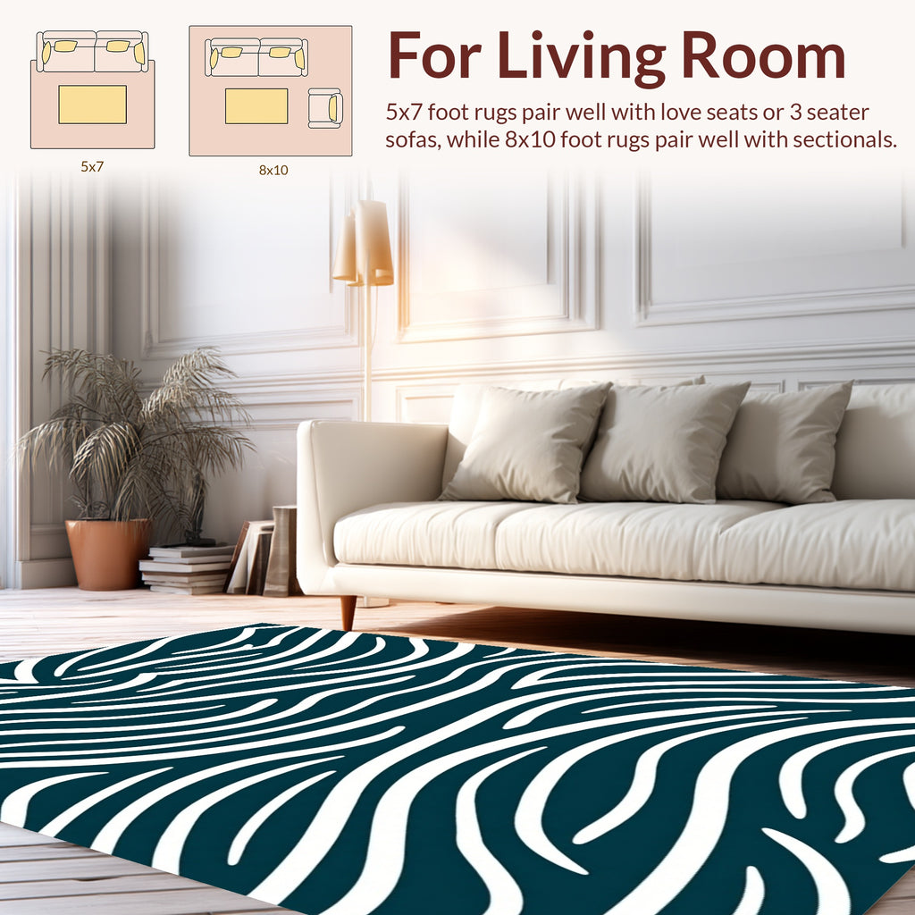Modern Abstract White Wave Design Rug