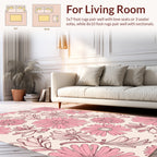 Pink Floral Outline Pattern Rug