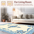 Blue Floral Border With Central Motif Rug