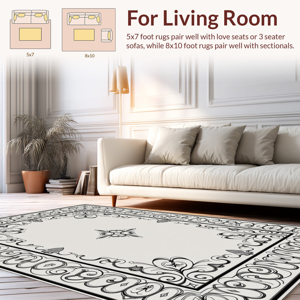Ornate Swirls and Floral Accents Rug