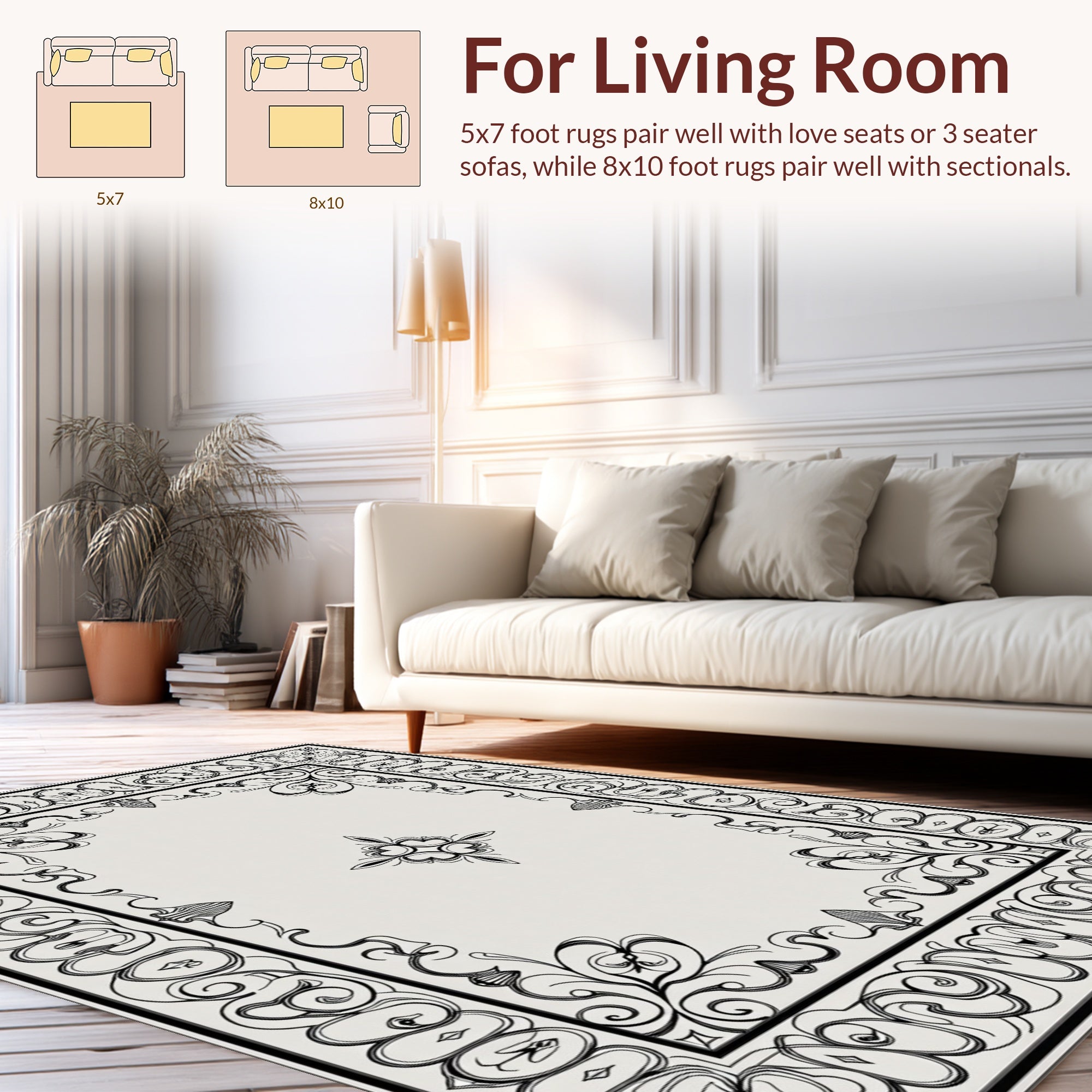 Ornate Swirls and Floral Accents Rug