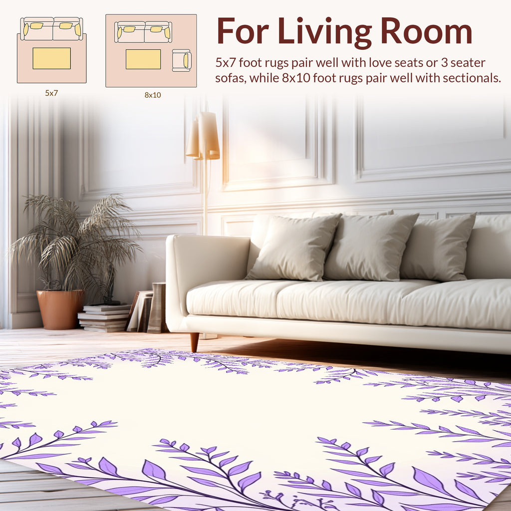 Lavender Leafy Vine Pattern Rug