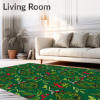 Festive Green Wreath Red Bow Rug