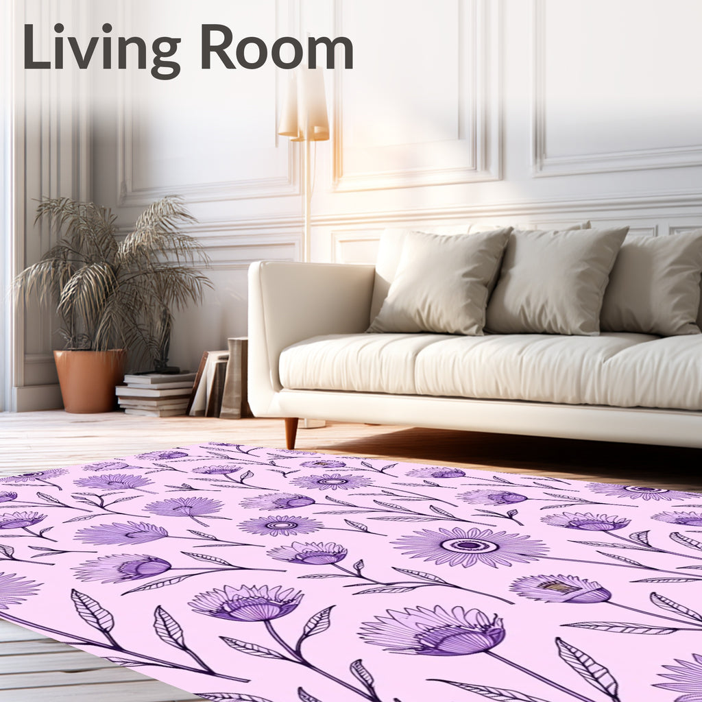 Purple Daisy Meadow Garden Rug