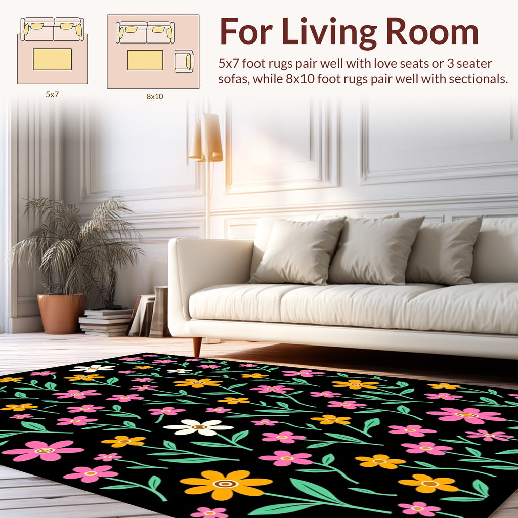Retro Flower Power Pattern Rug