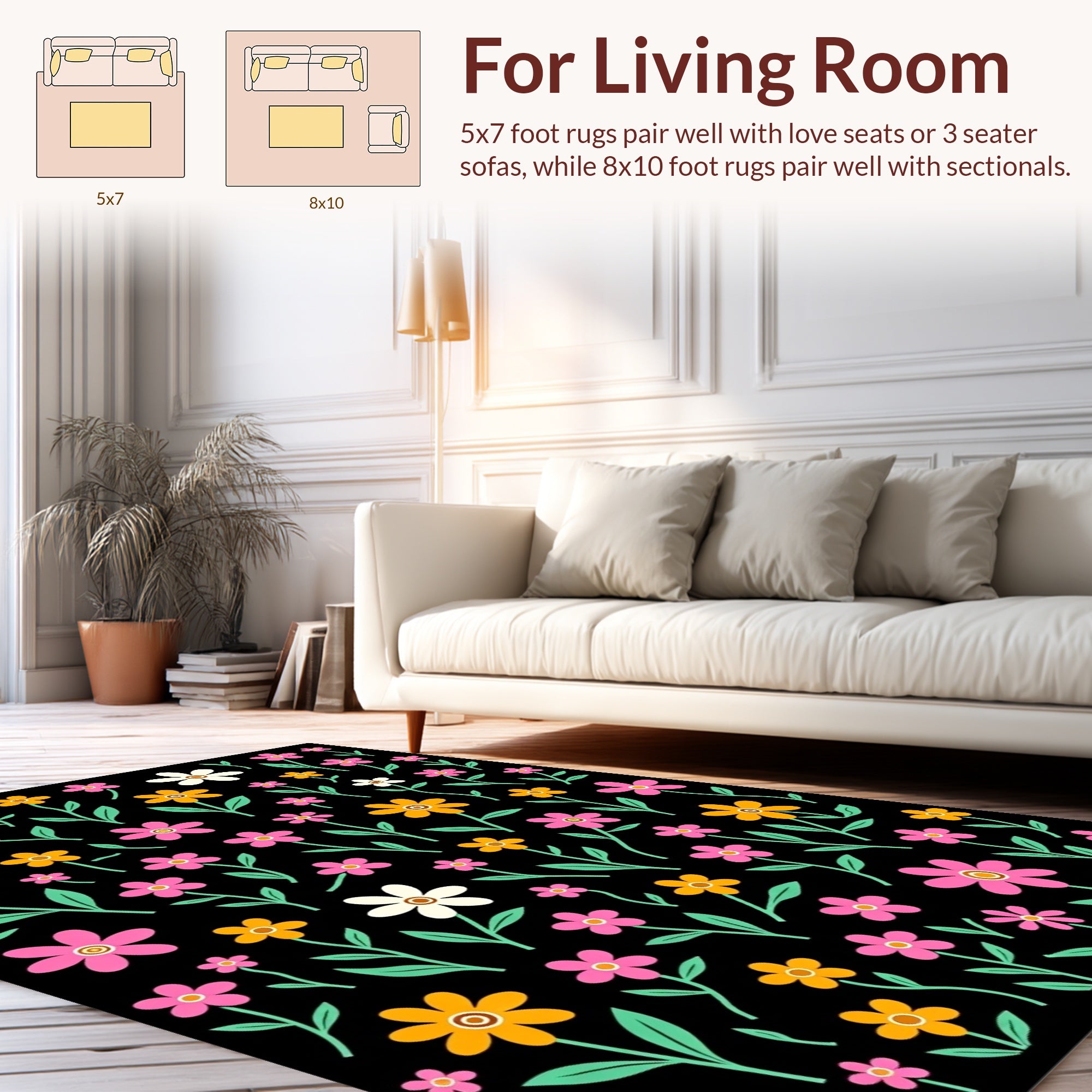 Retro Flower Power Pattern Rug
