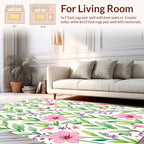 Pink Floral Branches Watercolor Pattern Rug