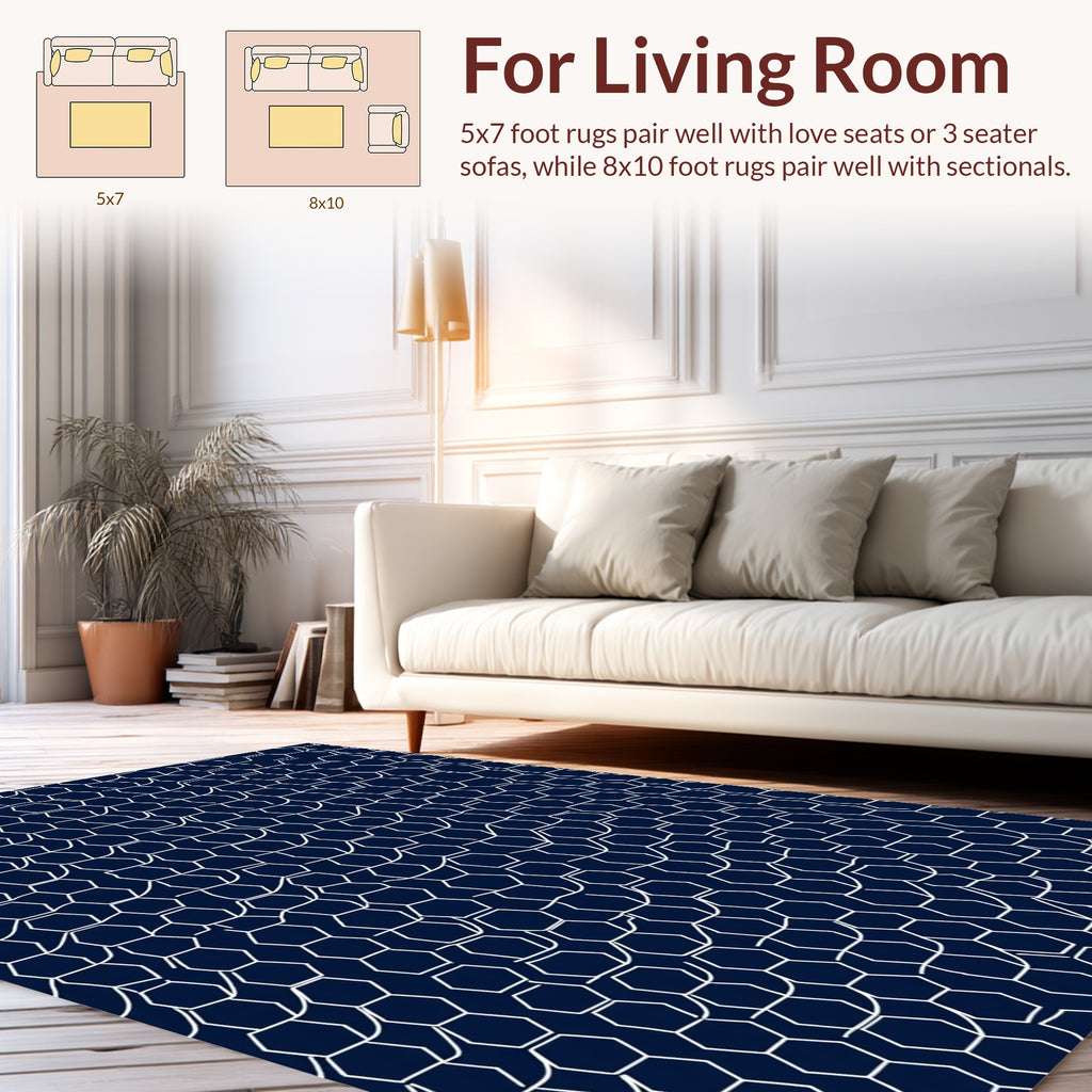 Wavy Honeycomb Geometric Design Rug