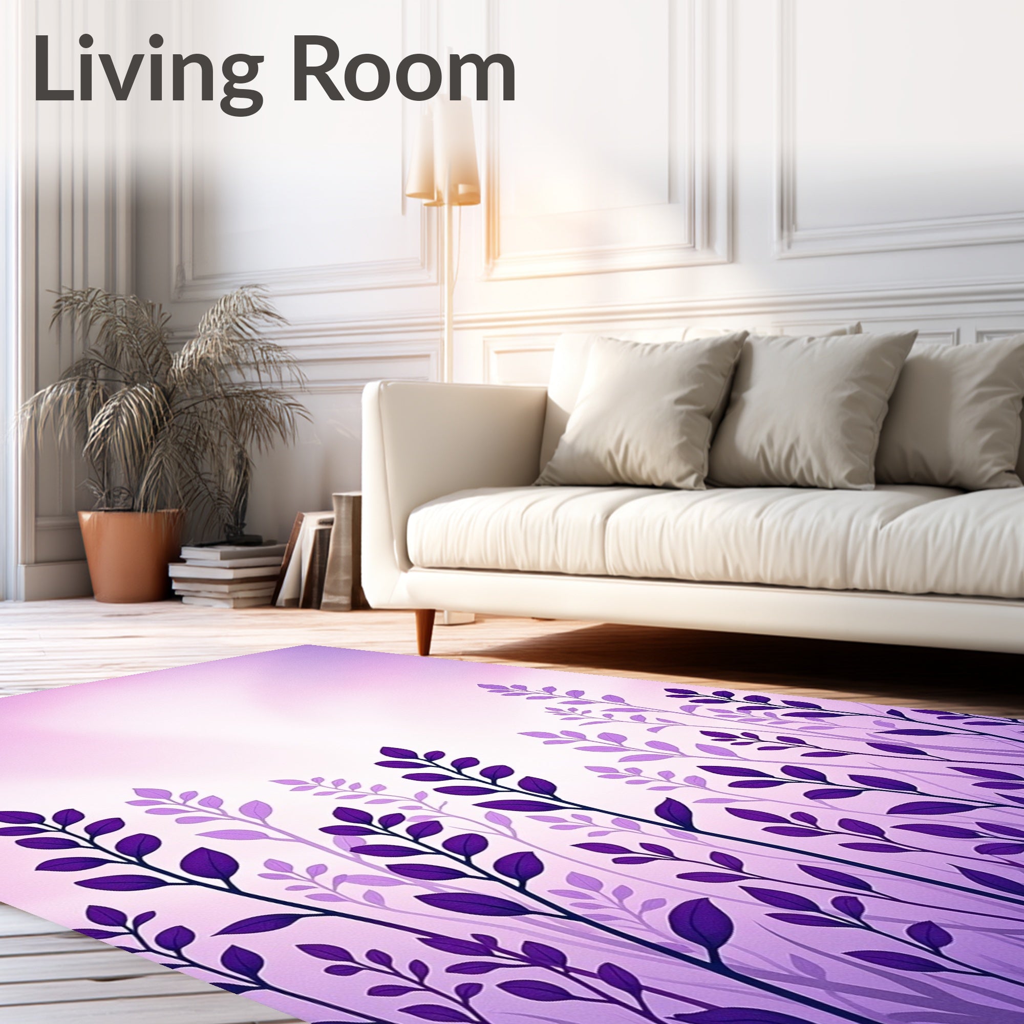 Purple Silhouette Foliage Meadow Rug