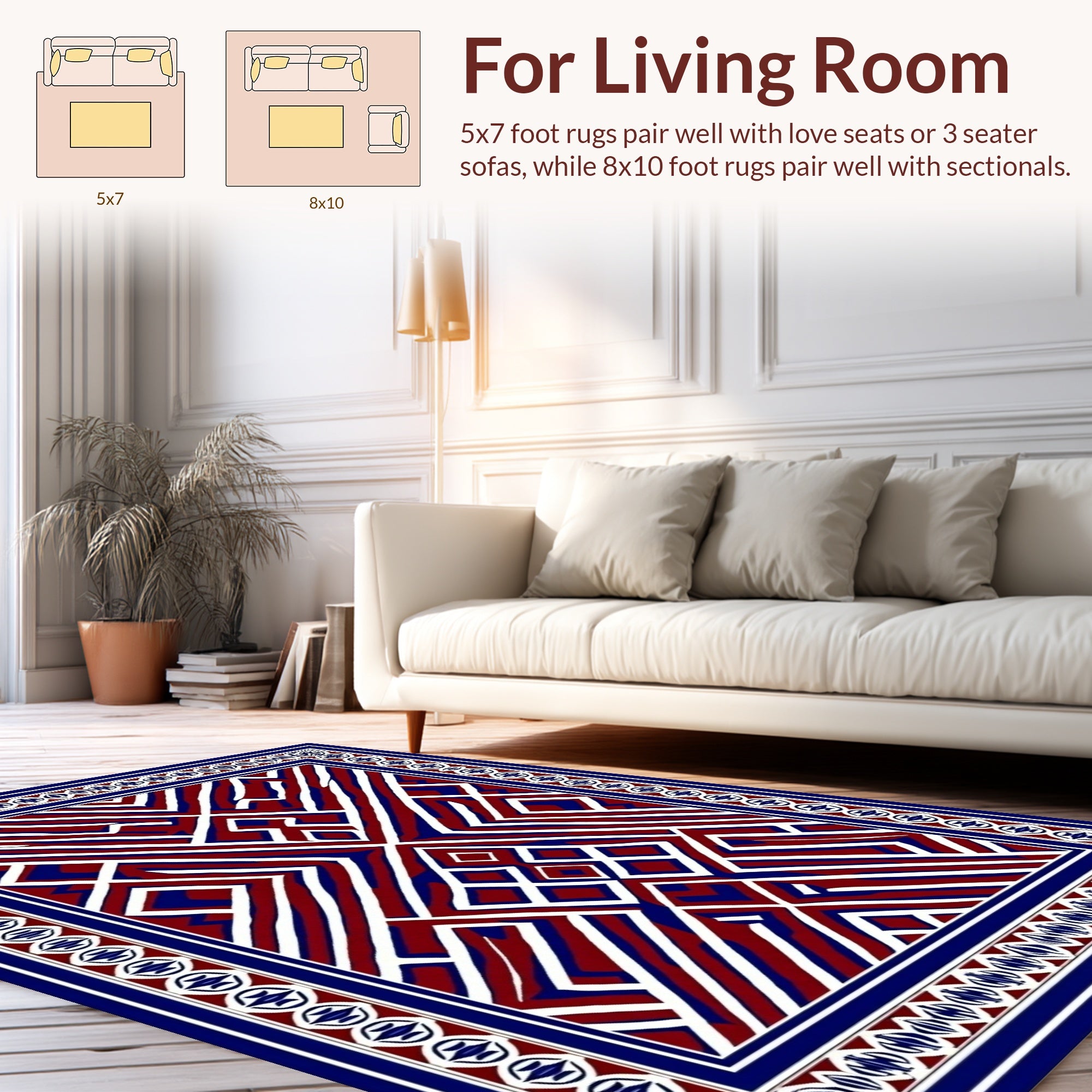 Geometric Stripes Diamond Pattern Rug