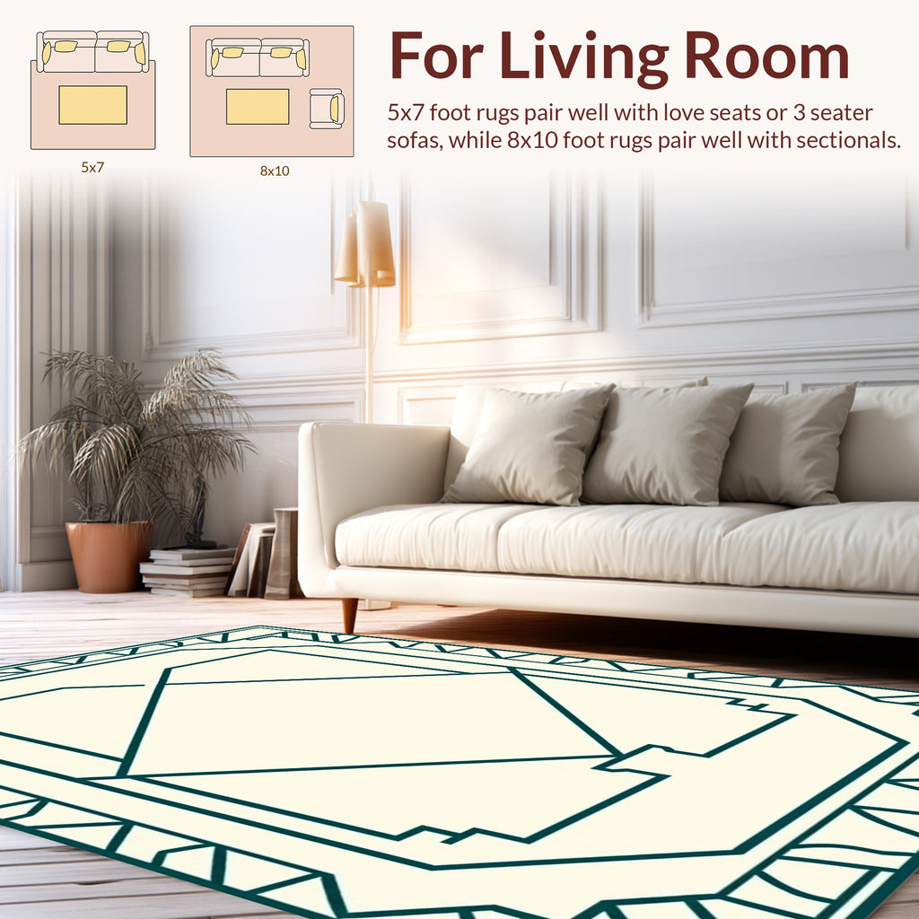 Geometric Deco Style Outline Pattern Rug