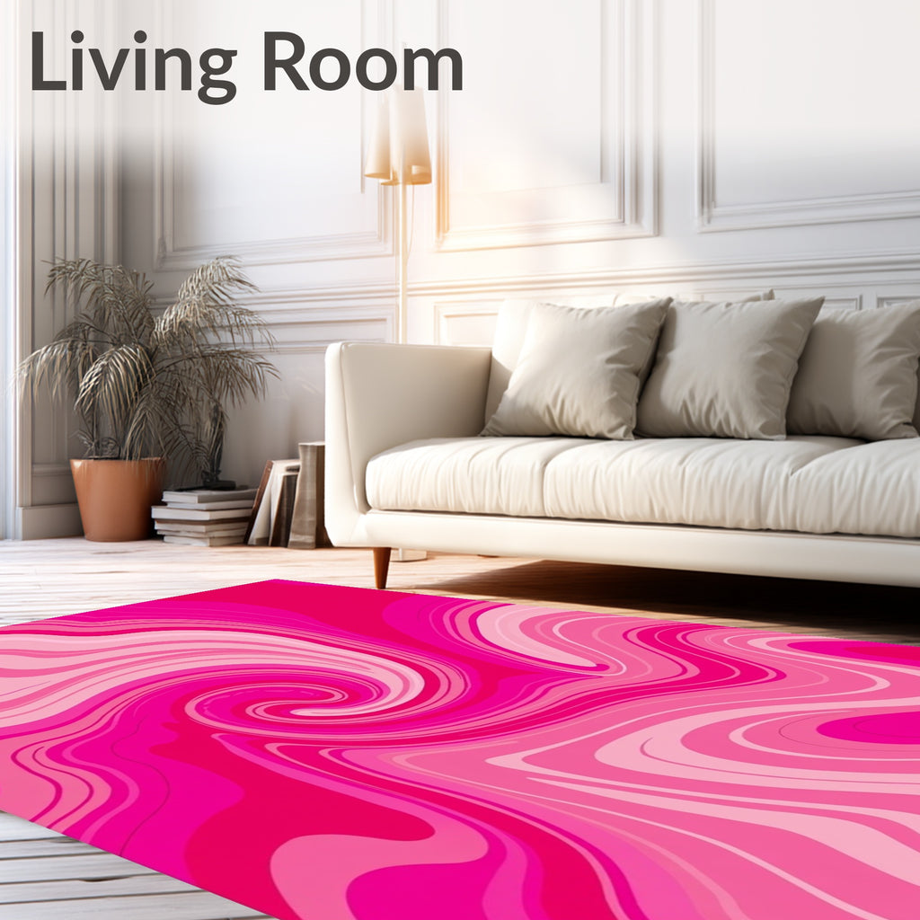 Vibrant Pink Swirl Abstract Design Rug