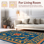 Intricate Gold Floral Bordered Medallion Rug