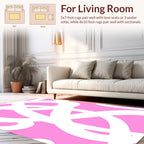 Pink White Wavy Abstract Rug