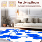 Vibrant Blue Floral Abstract Pattern Rug