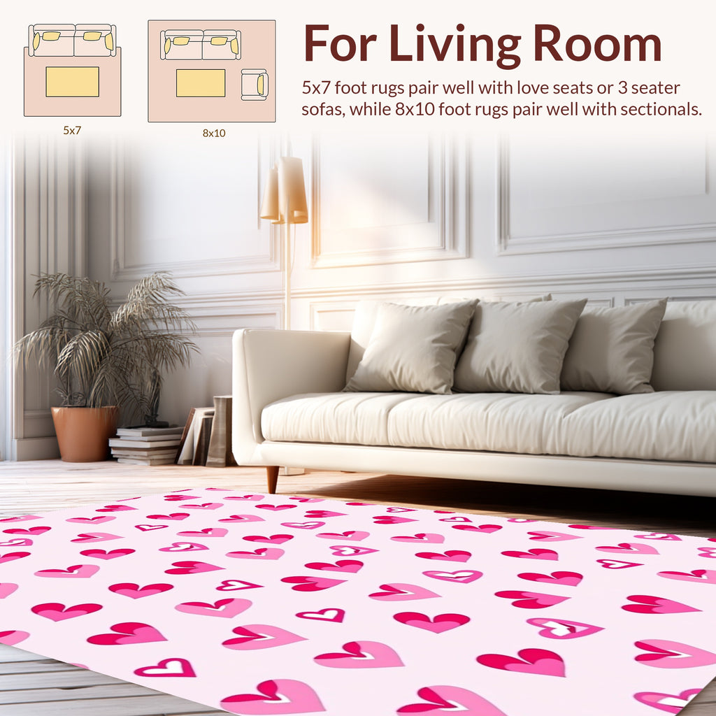 Charming Pink Hearts Pattern Rug