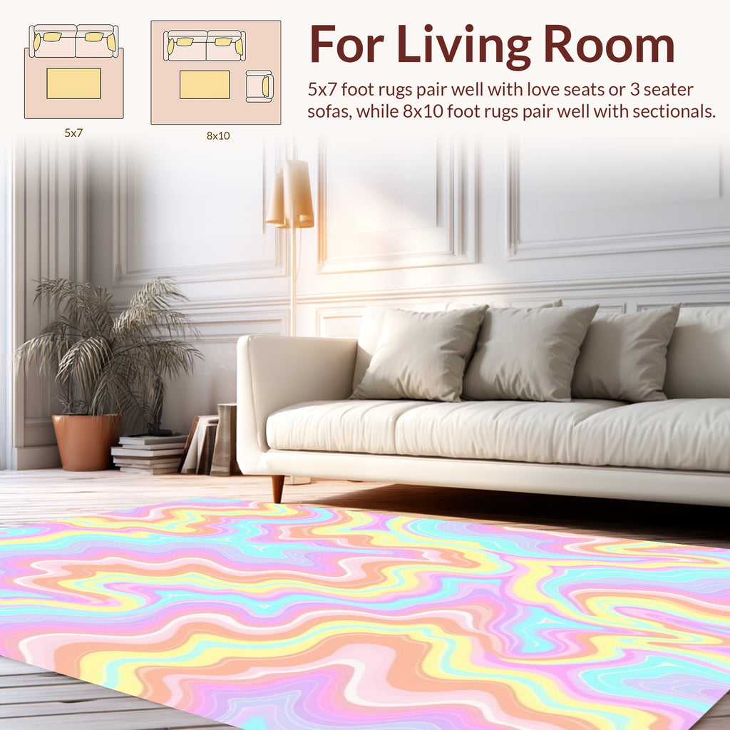 Pastel Swirl Marble Pattern Rug