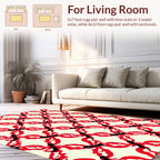 Abstract Red Black Floral Pattern Rug