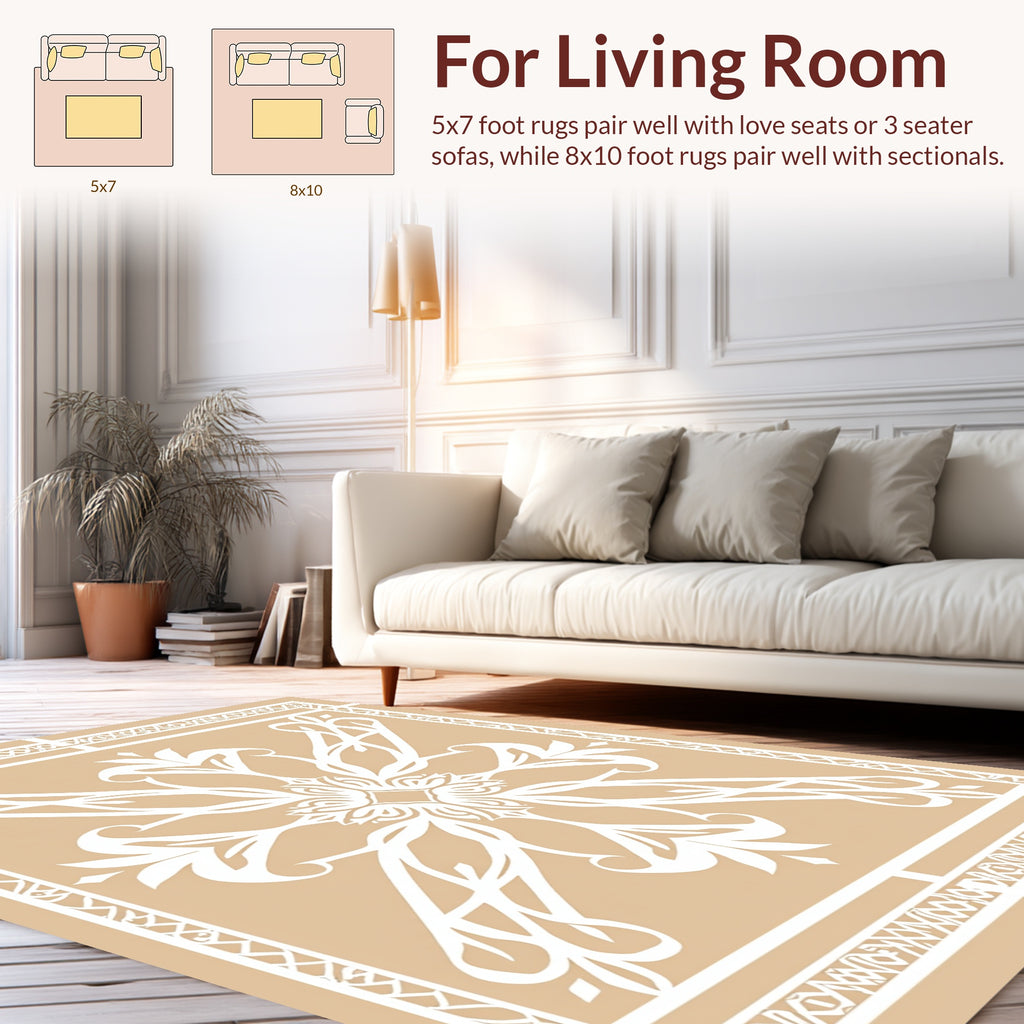 Classic Floral Motif With Geometric Border Rug
