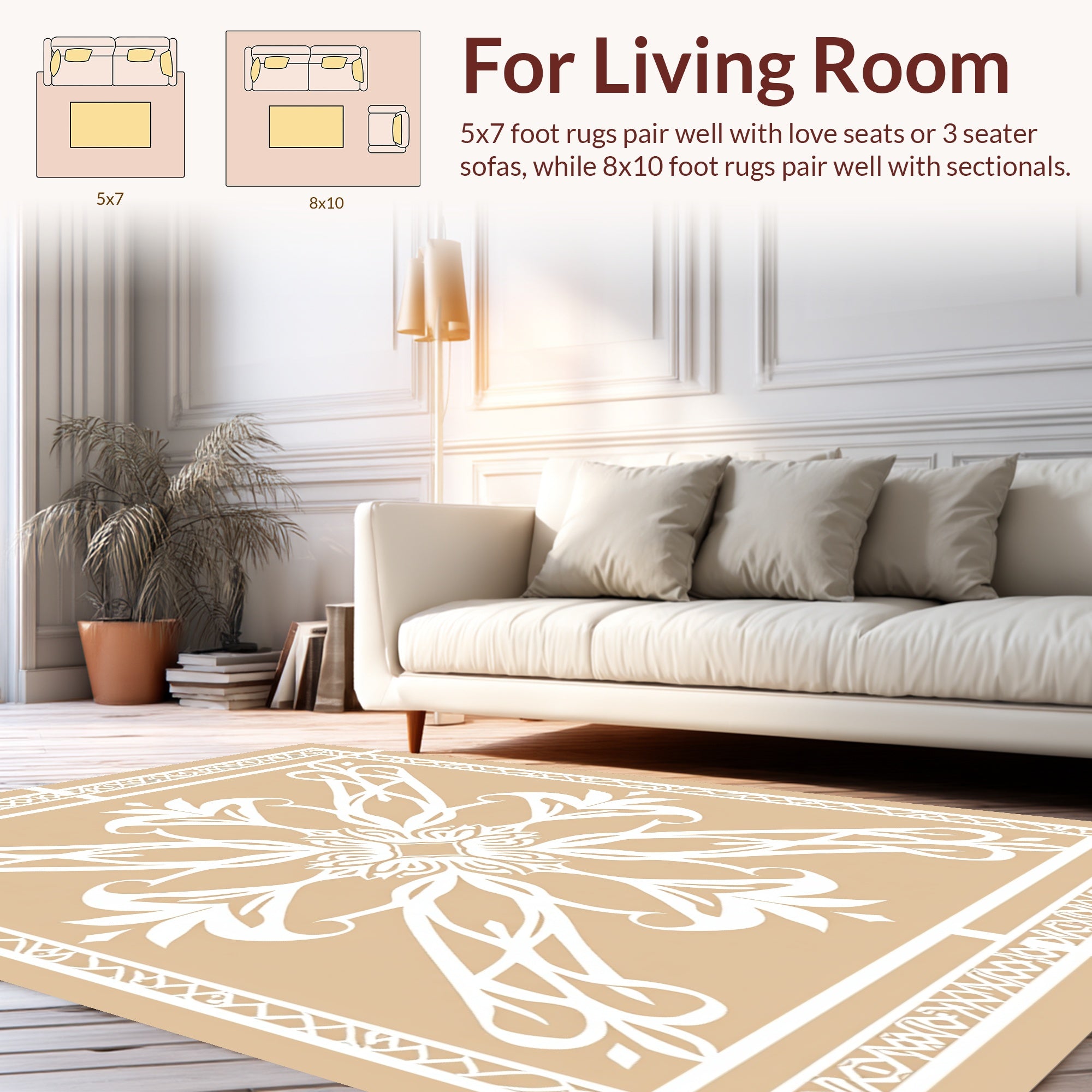 Classic Floral Motif With Geometric Border Rug