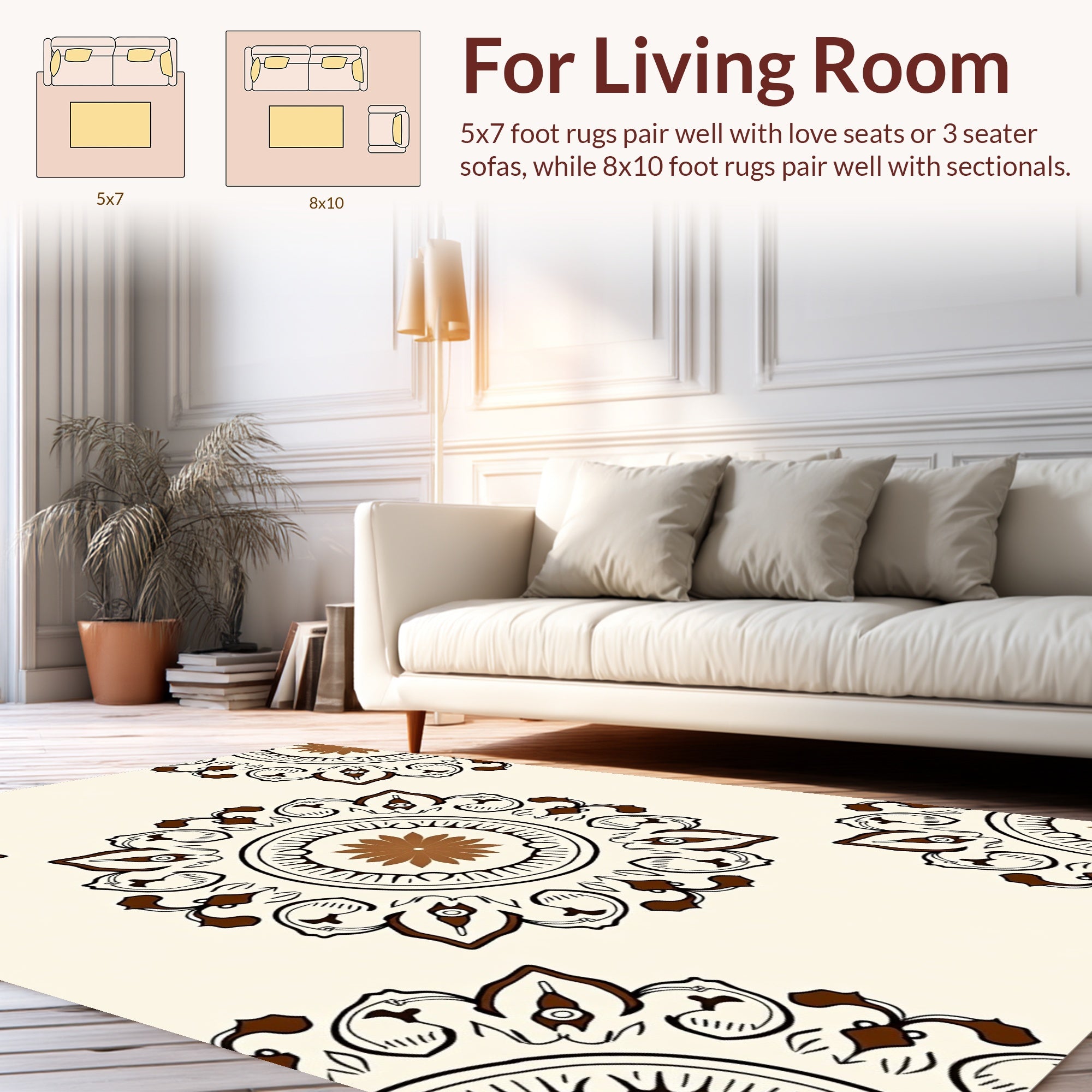 Circular Paisley Motif Pattern Rug