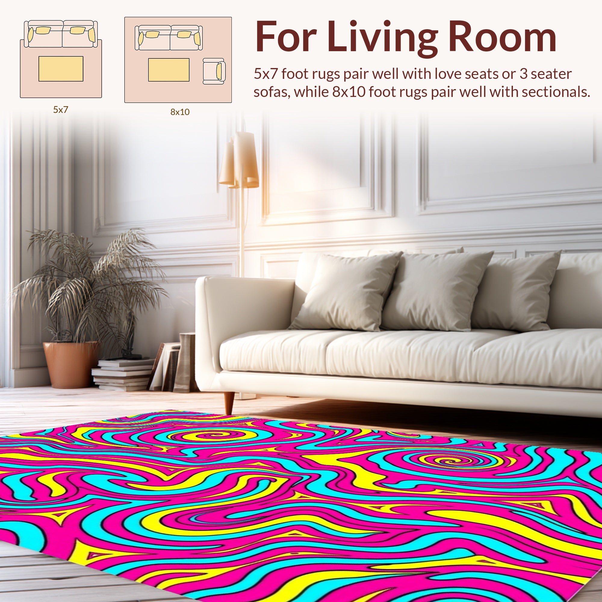 Vibrant Swirls Geometric Pattern Rug