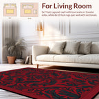 Dark Red And Teal Floral Pattern Rug