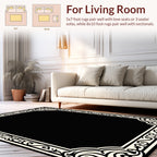 Black Cream Ornate Border Design Rug