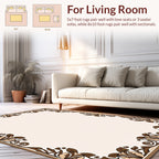 Brown Floral Vine Border Design Rug
