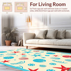 Coastal Starfish Shells Pattern Rug
