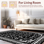 Classic Black White Floral Arabesque Rug
