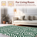 Symmetrical Green And White Organic Pattern Rug