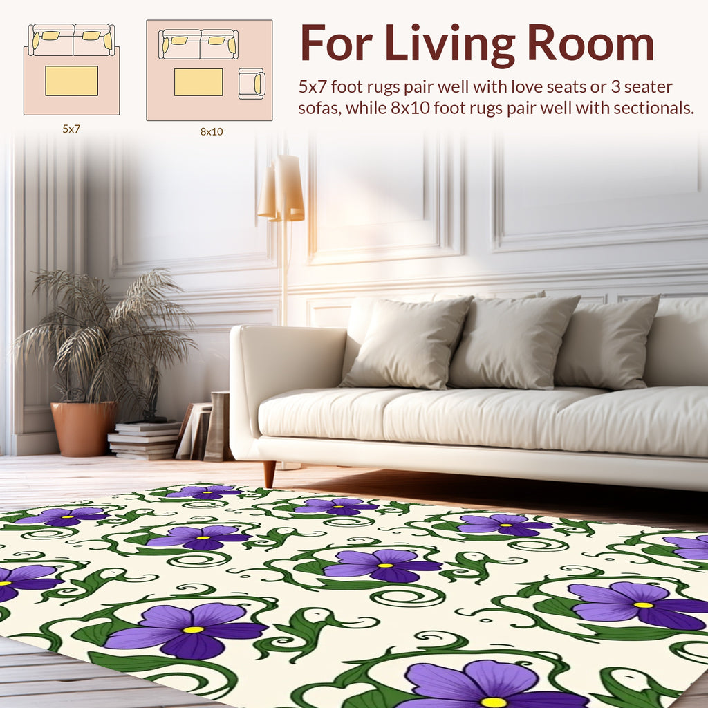 Purple Floral Vine Art Nouveau Rug