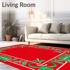 Red Green White Floral Garland Rug
