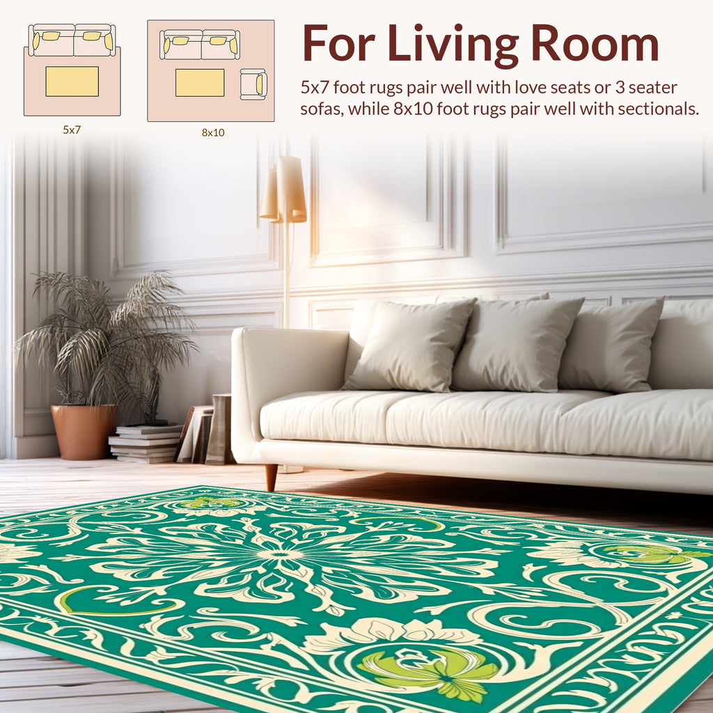 Art Nouveau Floral Mandala Design Rug