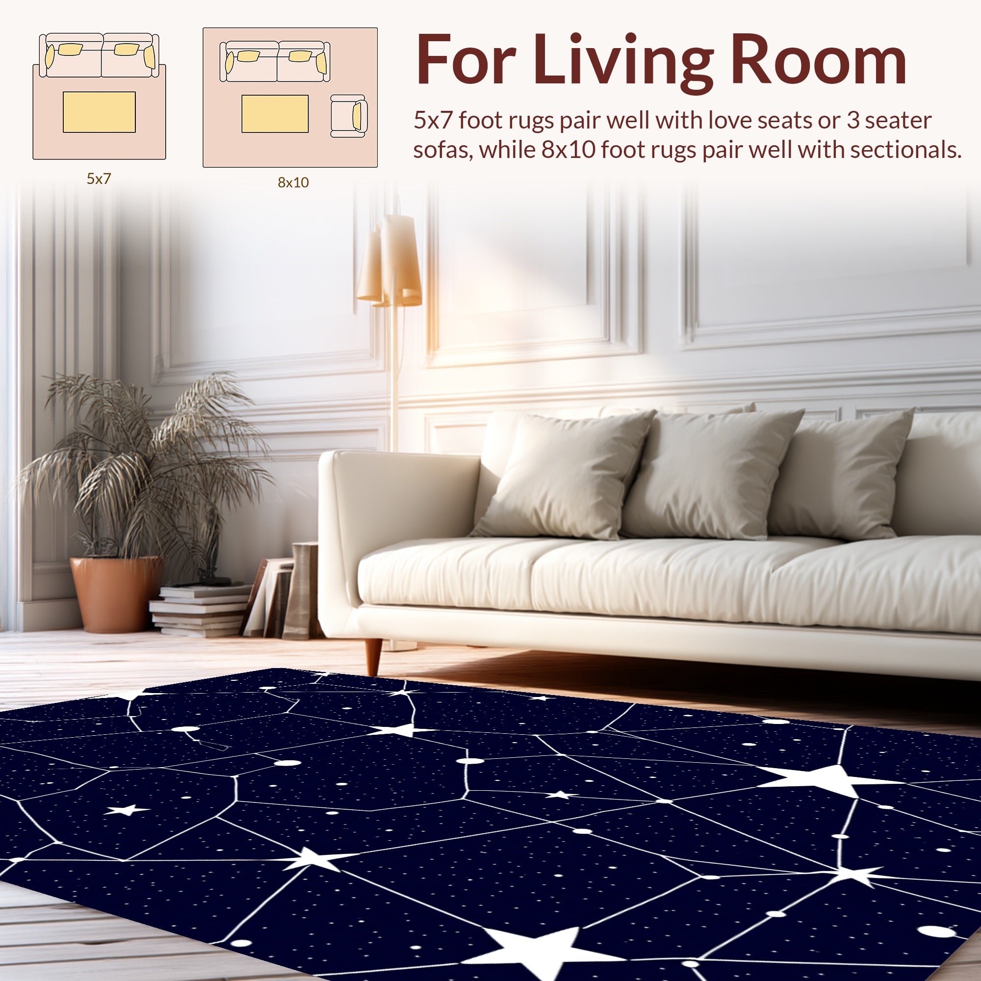 Celestial Star Constellation Pattern Rug