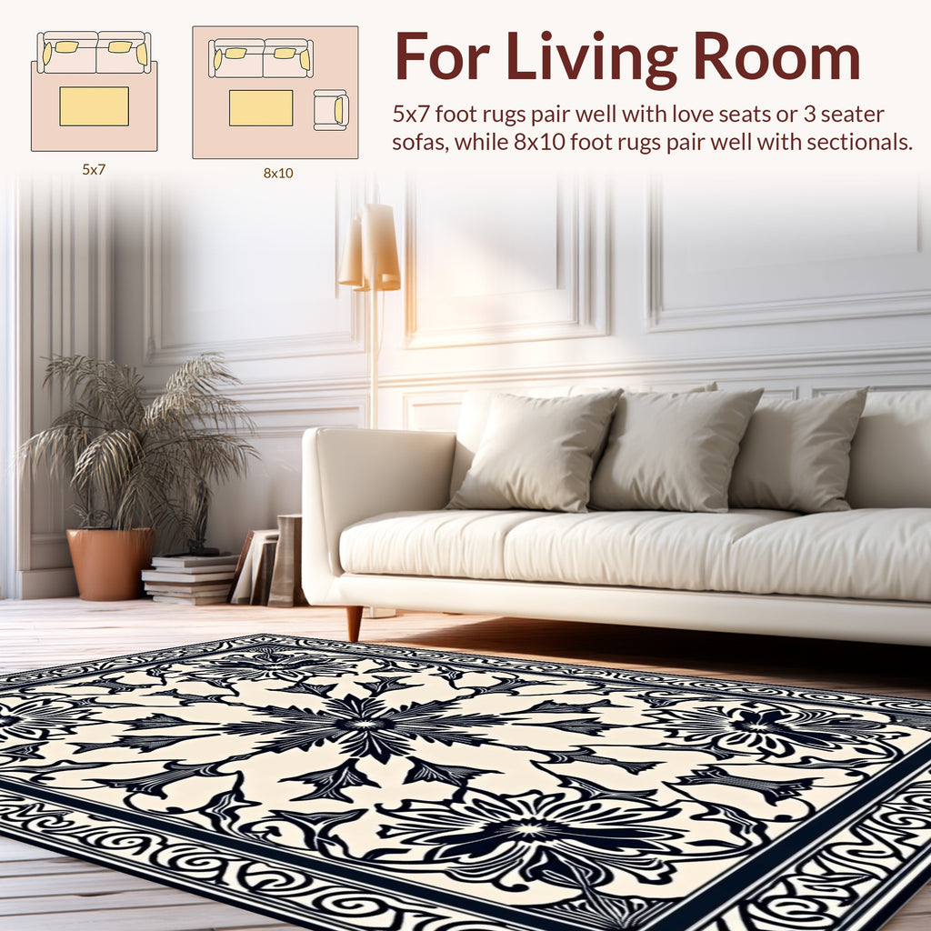 Classic Floral Swirl Pattern Rug