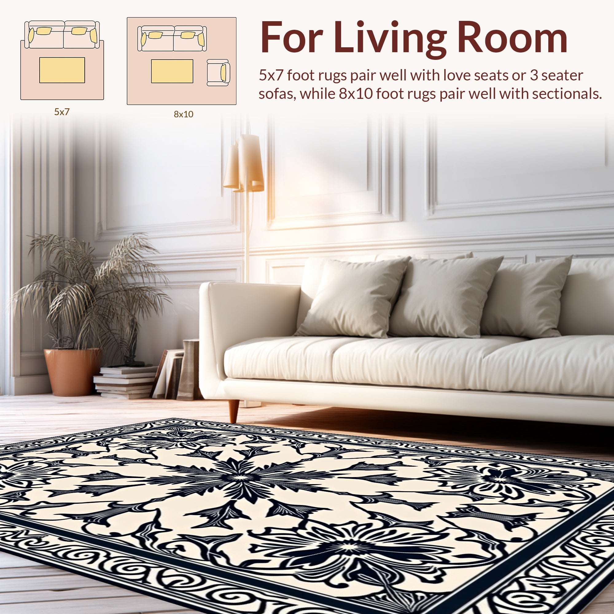 Classic Floral Swirl Pattern Rug