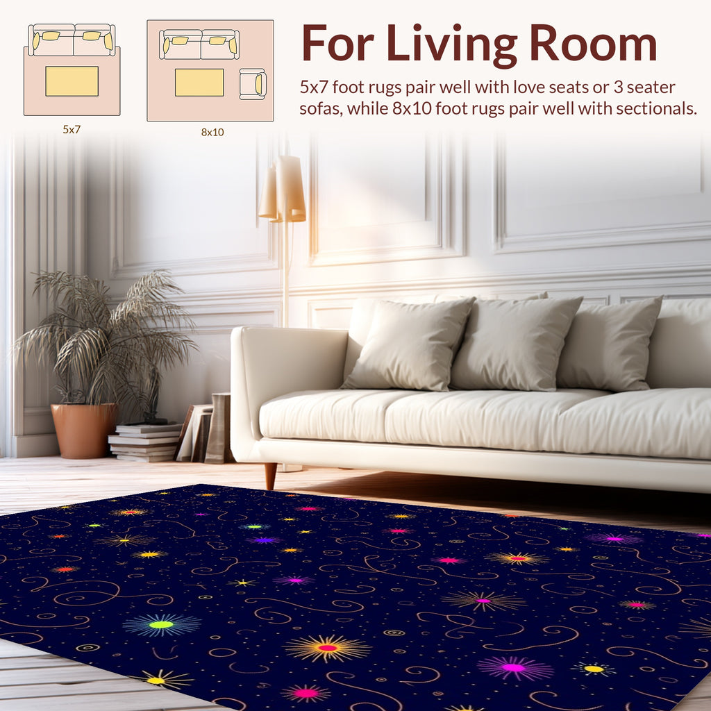 Whimsical Starburst Nebula Swirls Rug