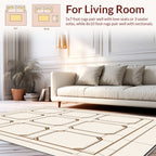 Subtle Gold Cream Grid Pattern Rug