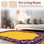 Royal Blue Yellow Floral Border Rug
