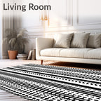 Abstract Black White Stripe Pattern Rug
