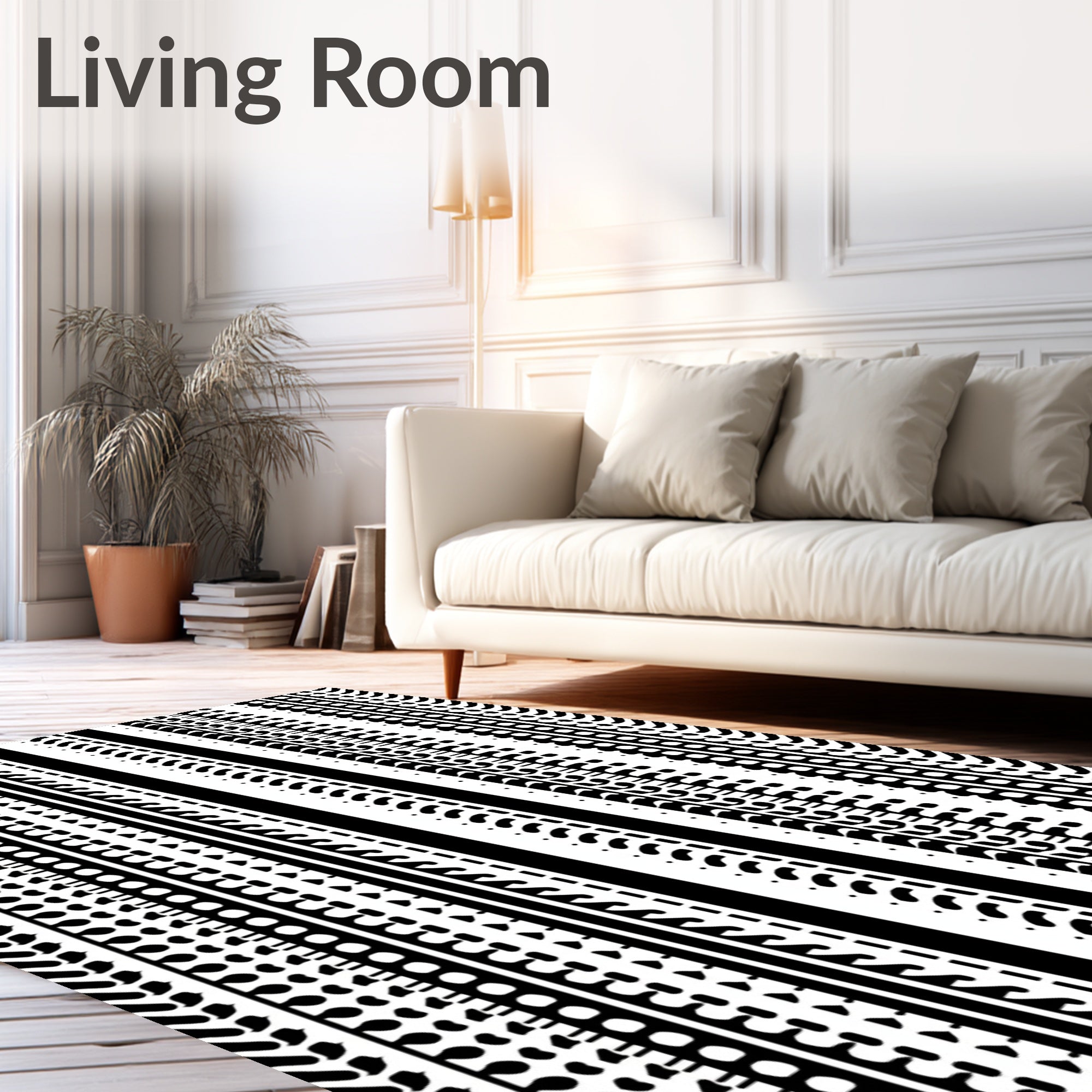 Abstract Black White Stripe Pattern Rug